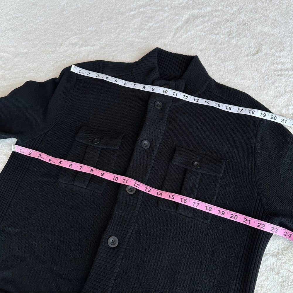 Massif NWOT Wool Black Military Knit Pockets Cardigan XL - Picture 5 of 15